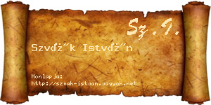 Szvák István névjegykártya